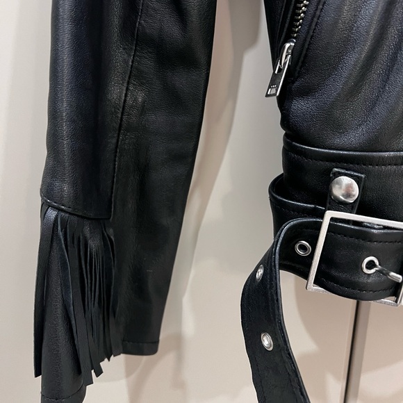 IRO fringe black leather jacket Sz 38 fits like US 2 retail $1395 - Picture 5 of 8